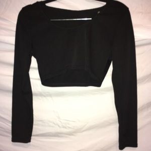 Cropped textured hoodie